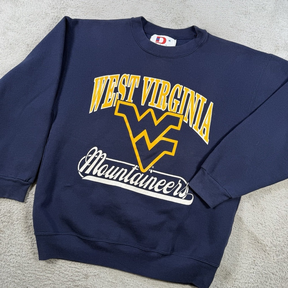 Vintage West Virginia Mountaineers Sweatshirt Mens Medium Navy Dodger Fleece USA